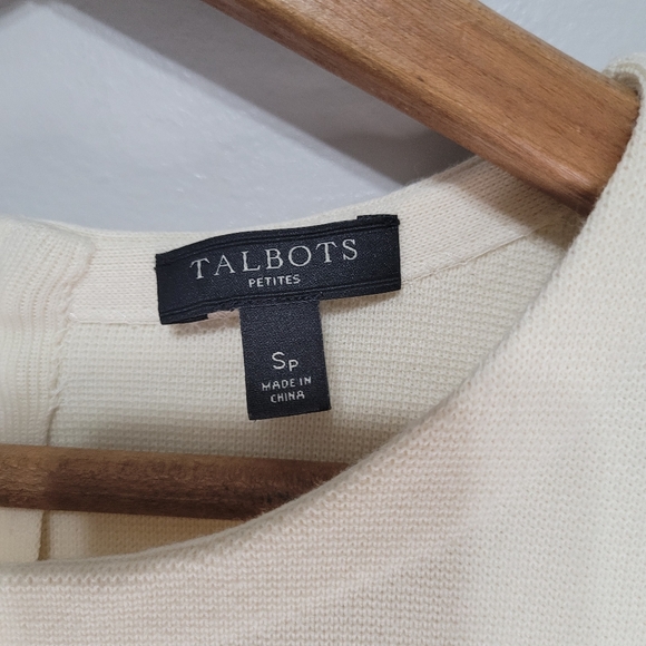 Talbots Petites Women's Ribbed Edge Knit Top Size Sp Cream Flawed - Picture 5 of 12